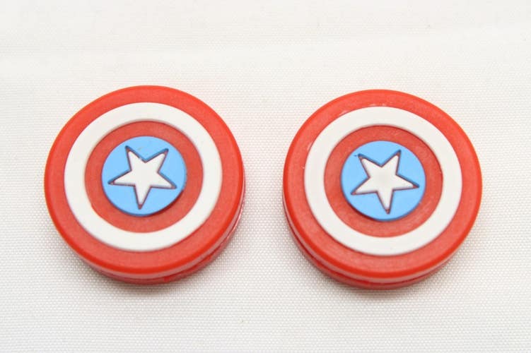 TWO (2X) "CAPTAIN AMERICA" SILICONE VIBRATION DAMPENERS FOR TENNIS RACQUETS