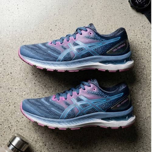 ASICS Gel-Nimbus 23 Womens Size 8.5 Running Shoes Blue Pink Sneakers Max Cushion