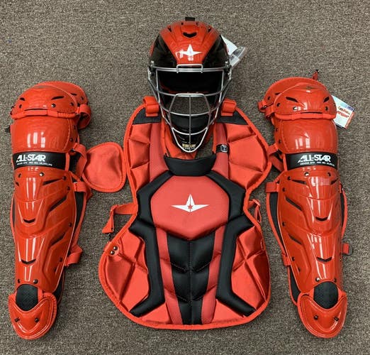 All Star System 7 Axis Intermediate 13-16 Catchers Gear Set - Red Black