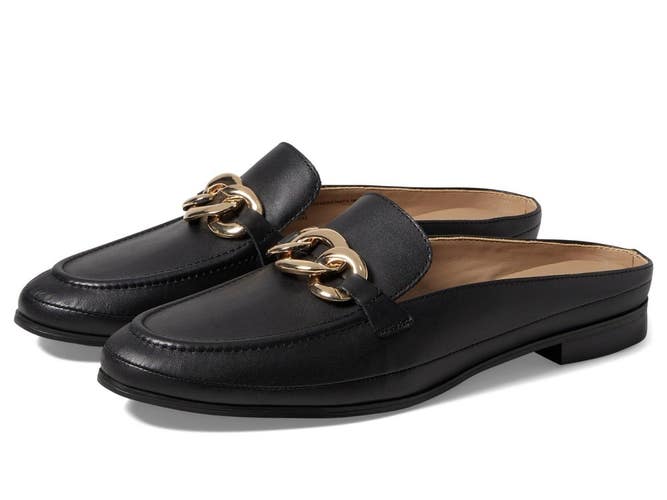Blondo Bryce Flats Women's US 8 M Black Leather Moc Toe Slip On Mules ZOGG3243