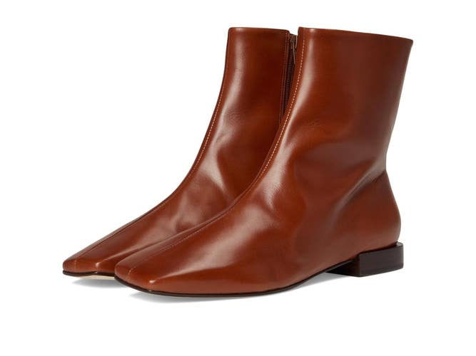 Bernardo Belfast Boots Women 6M Cognac Leather Square Toe Ankle Bootie ZOGG3274