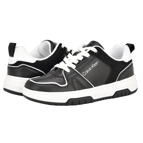 Calvin Klein Stellha Sneakers Womens US 8 Black Leather Athletic Shoes ZOGG3369