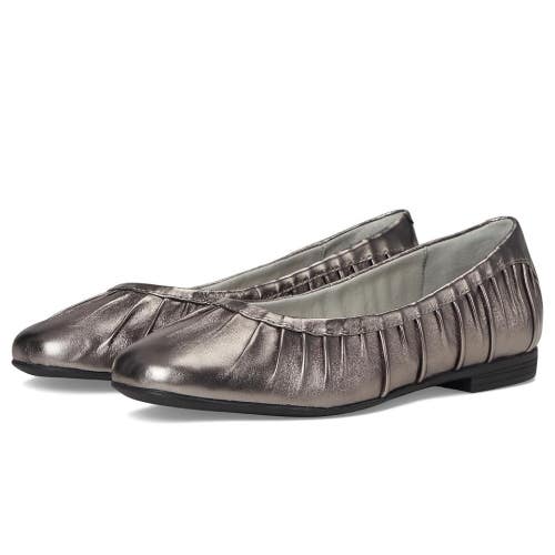 Alegria Beka Ballet Flats Womens 6 Pewter Pleated Leather Slip On Shoes ZOGG3251