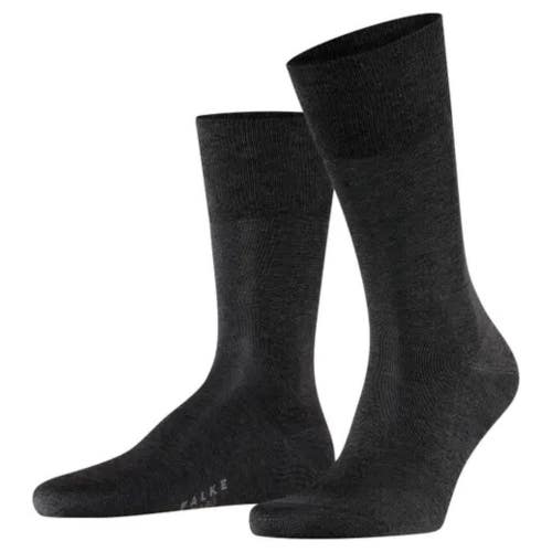 Falke Tiago Crew Socks Men 12.5 Anthracite Sheer Cotton Stretch Mid-Calf SGN1746