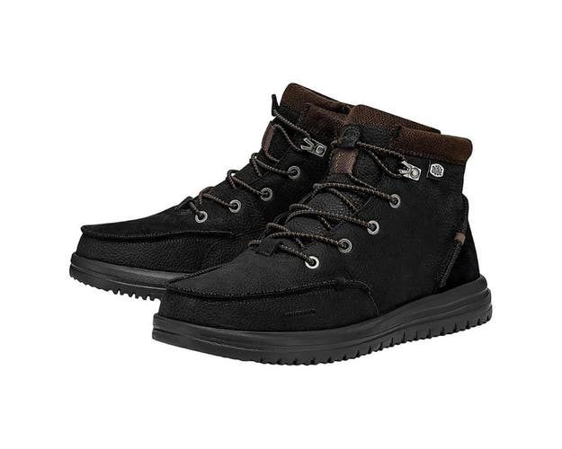 Hey Dude Bradley 40189-001 Boots Mens US 7 Black Leather Moc Toe Casual MEW1855