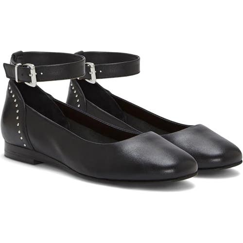 Lucky Brand Melsin Ballet Flats Women's 6.5 B Black Leather Ankle Strap Hawk2756