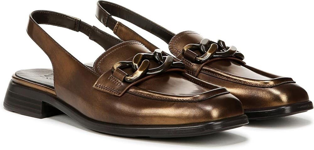 Naturalizer Frances Slingback Loafers Womens US 10.5 Brown Leather Shoes HAM830