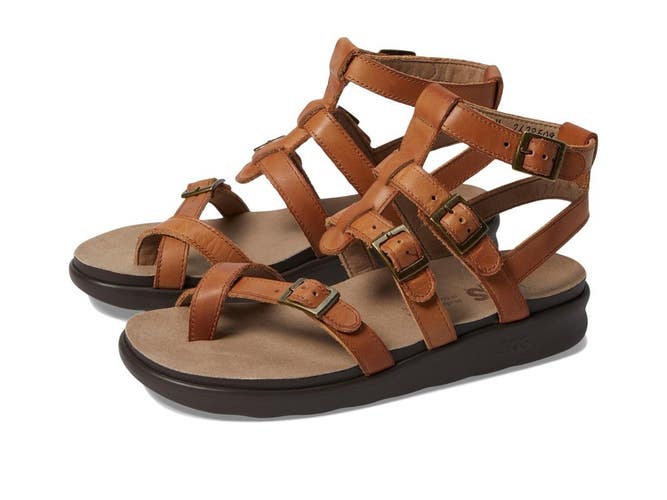 SAS Aria Gladiator Sandals Women's 10 WW Hazel Leather Adjustable Strap RHS9141
