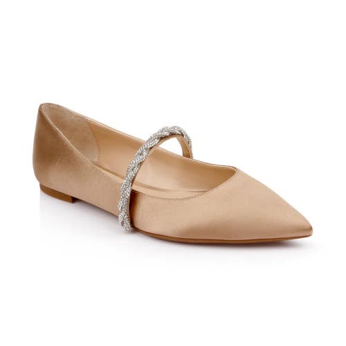 Jewel Badgley Mischka Vana Womens 7 Nude Embellished Pointed Toe Flats RHS9134