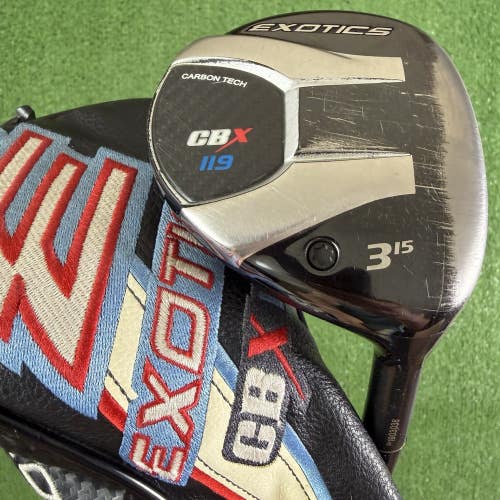 Tour Edge Exotics CBX 119 3 Wood 15 Proforce V2 Gold 75g Stiff Flex +1/2 Long