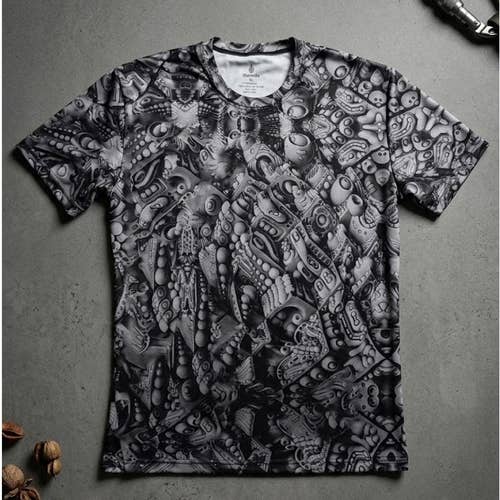 Threyda Art Apparel All-Over Print Abstract Geometric T-Shirt Men's XL Festival