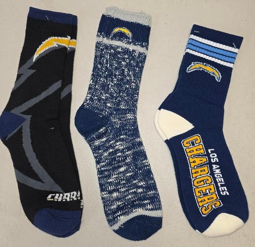 ST6 Mens NFL LOS ANGELES CHARGERS Crew Socks LARGE 8-13 (Lot of 3) NEW