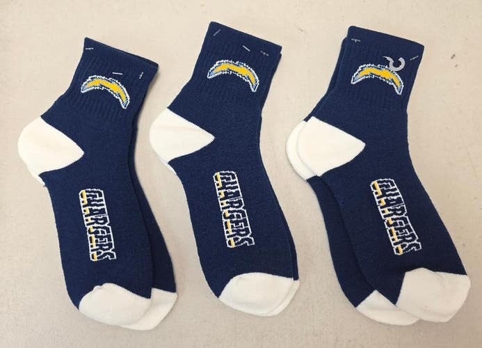 ST8 Mens NFL LOS ANGELES CHARGERS Crew Socks LARGE 8-13 (Lot of 3) NEW