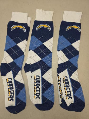 ST10 Mens NFL LOS ANGELES CHARGERS Crew Socks LARGE 8-13 (Lot of 3) NEW