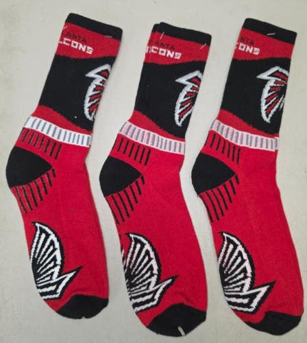 ST1 Mens NFL ATLANTA FALCONS Crew Socks LARGE 8-13 (Lot of 3) NEW