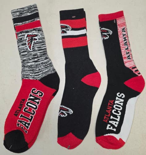 ST5 Mens NFL ATLANTA FALCONS Crew Socks LARGE 8-13 (Lot of 3) NEW