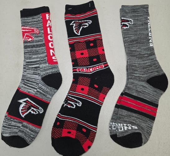 ST6 Mens NFL ATLANTA FALCONS Crew Socks LARGE 8-13 (Lot of 3) NEW