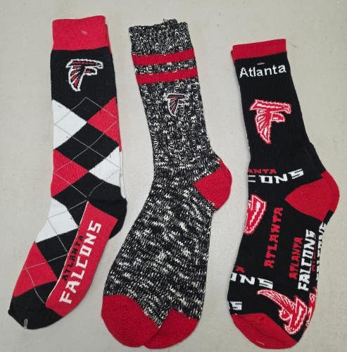 ST8 Mens NFL ATLANTA FALCONS Crew Socks LARGE 8-13 (Lot of 3) NEW
