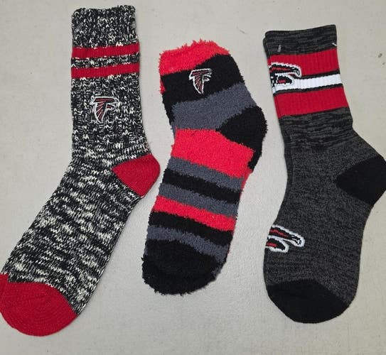 ST14 Mens NFL ATLANTA FALCONS Crew Socks MEDIUM 5-10 (Lot of 3) NEW