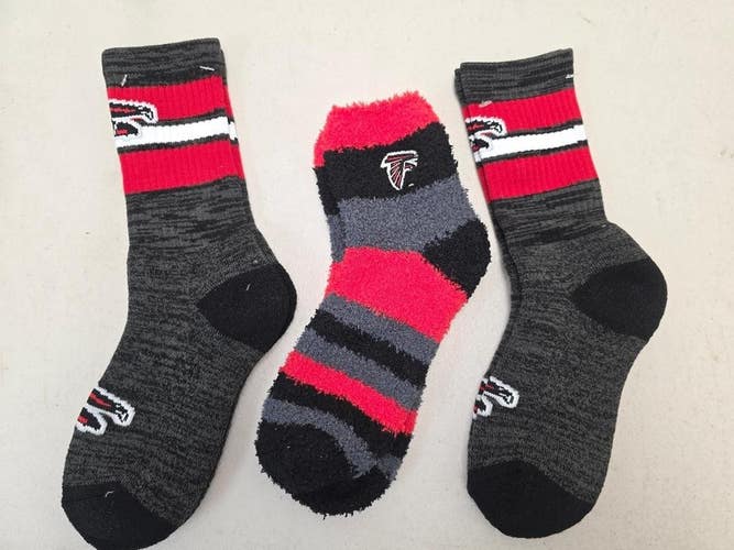 ST15 Mens NFL ATLANTA FALCONS Crew Socks MEDIUM 5-10 (Lot of 3) NEW