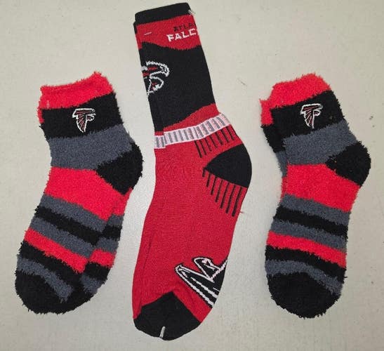 ST17 Mens NFL ATLANTA FALCONS Crew Socks MEDIUM 5-10 (Lot of 3) NEW