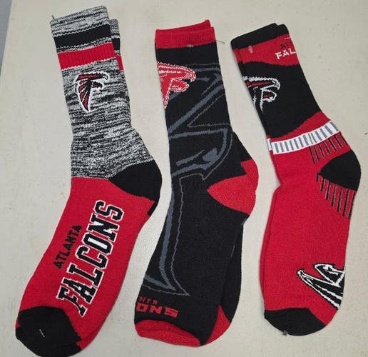 ST2 Mens NFL ATLANTA FALCONS Crew Socks LARGE 8-13 (Lot of 3) NEW