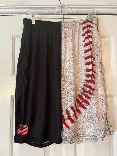 NWOT Men's LG Sleefs baseball-themed shorts
