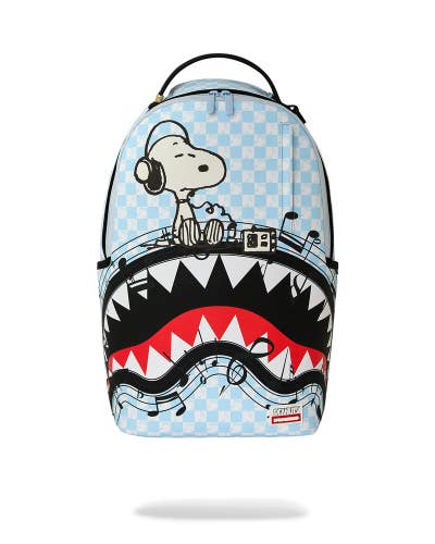 Sprayground Peanut Snoopy Tuned Up & Tuned Out Backpack Unisex Blue Check SPR330