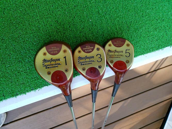 1950s MacGregor M95 Synchrolite Eye-O-Matic (Driver, 3W, 5W) Wood Set - Original