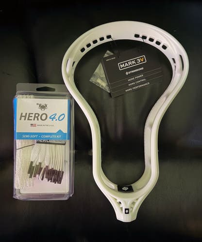 Stringking Mark 3V Lacrosse Head with HERO 4.0 semi soft mesh kit valued at $39.99!!