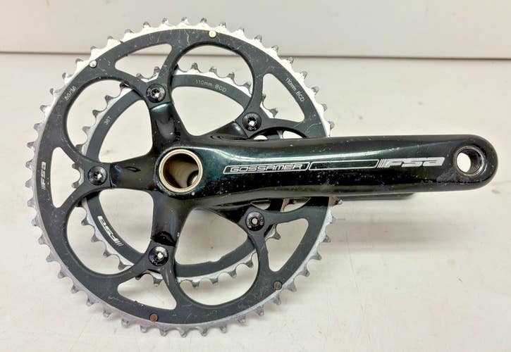 FSA Gossamer 172.5mm 50/36 Black Aluminum Road Bike Double Crankset GREAT
