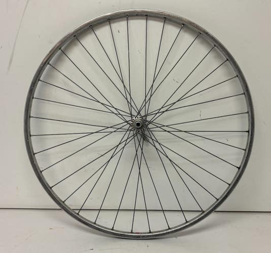 Vintage Rigida 36-Steel Spoke Silver Aluminum 700C Front Wheel Shimano Hub