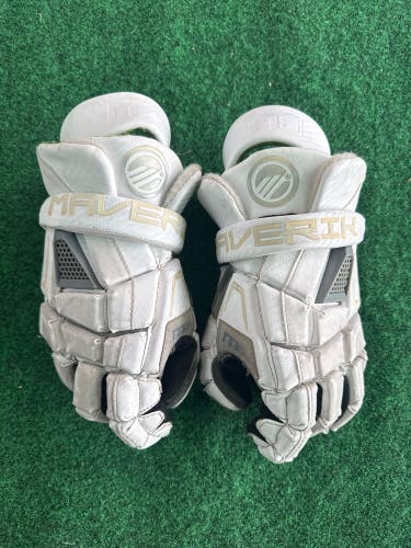 White Maverik M5 Lacrosse Gloves (Used) | Large