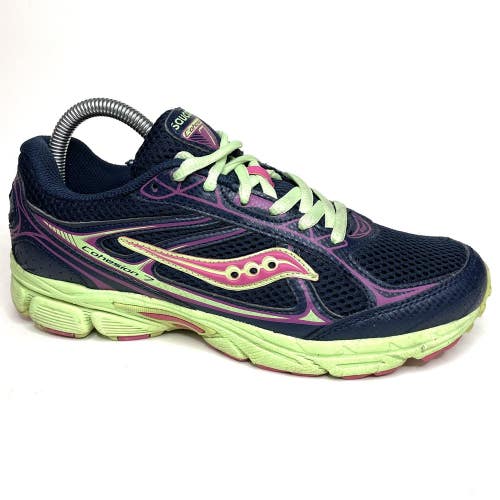 SAUCONY GRID Cohesion 12 Blue Lime Green Running Shoes Youth Size 6 Womens 7.5