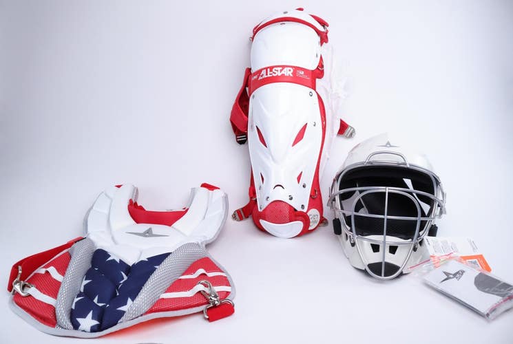 All-Star PHX Paige Halstead Fastpitch Softball Catchers Gear Set White Red Small