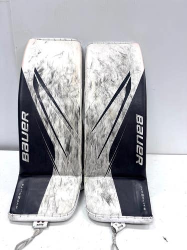 Used Bauer HYPERLITE 2 Goalie Leg Pads Senior Black And White 35" 11860-S000312433