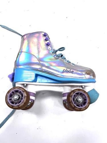 Used RollerDerby ADJ 3-6 Junior Roller Quad Skates Silver Adjustable 11860-S000312443