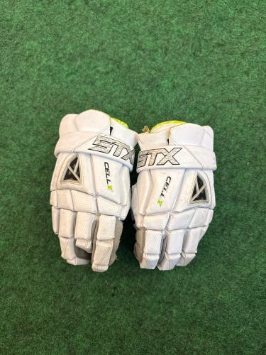 White STX Cell V Lacrosse Gloves (Used) Large