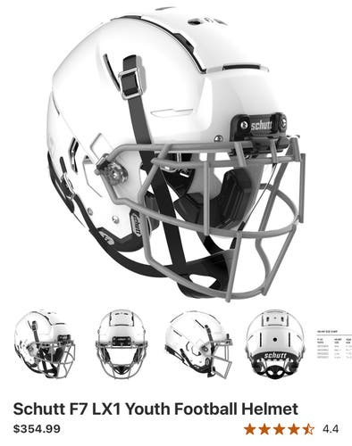 White Youth Extra Large Schutt F7 Helmet (Used)