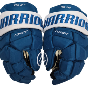 Warrior Covert QRE Pro Stock Custom Hockey Gloves 14" Blue White New RD (15791)