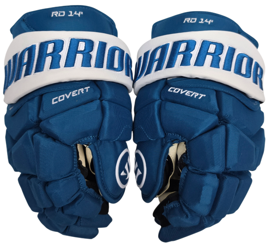 Warrior Covert QRE Pro Stock Custom Hockey Gloves 14" Blue White New RD (15791)