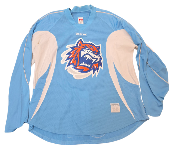 CCM Edge Custom Pro Stock Hockey Practice Jersey Bridgeport Sound Tigers AHL Light Blue 56 (15801)