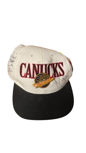 Signed Vancouver Canucks Snapback Hat - White/Black