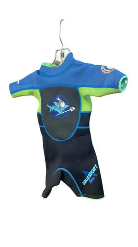 Aquasport Kids' Wetsuit - Size 2 - Black/Green/Blue