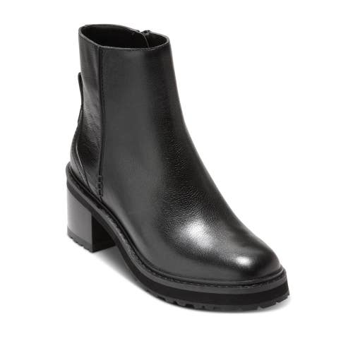Cole Haan Gillian Lug Bootie Womens 9.5 Black Leather Waterproof Boots ZOGG3396