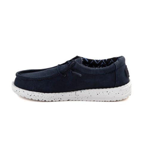 Hey Dude Wally 41144-410 Moccasin Boy's 4 Navy Canvas Slip On Shoes ZOGG3414