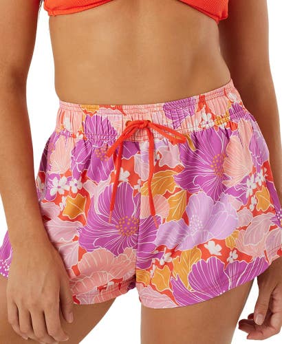 Roxy Bell Bottom Blooms No Bad Waves Boardshorts Women's S Lilac Multi DSGL1416