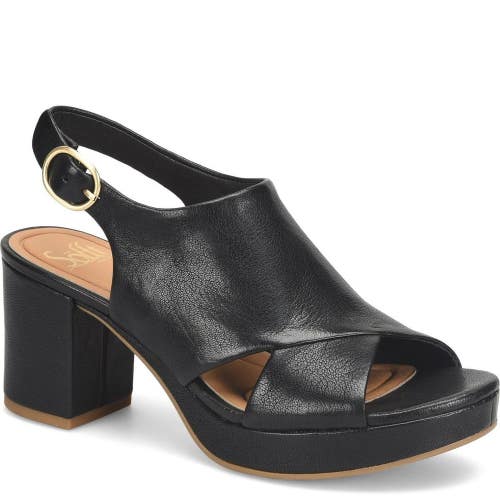 Sofft Liv SF0098701 Sandal Women 7 B Black Leather Block Heel Slingback Hawk2842