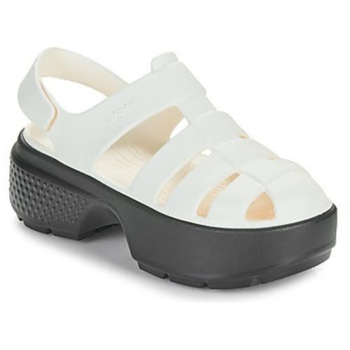 Crocs Stomp 209938-0WV Fisherman Womens 8 White Comfort Platform Sandal ZOGG3392