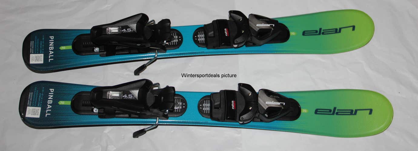 NEW 2027 Elan 70cm Pinball Kids skis with EL 4.5 GW size adjustable Bindings set